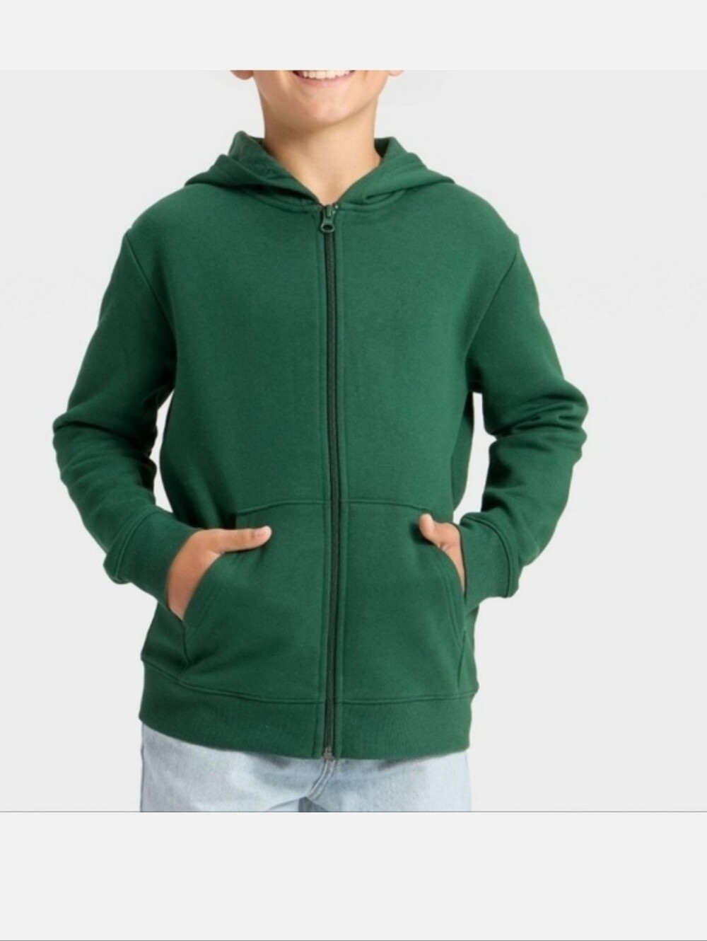 Cat & Jack Dark Green Fleece Full Zip Hoodie